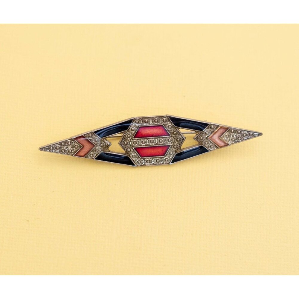 Vintage Geometric Sharp Diamond Shape Intricate B… - image 1